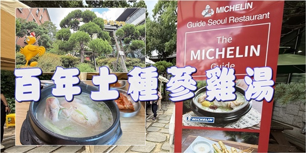 網站近期文章：首爾忠路區。百年土種蔘雞湯백년토종삼계탕~本村韓屋旁、米其林推薦